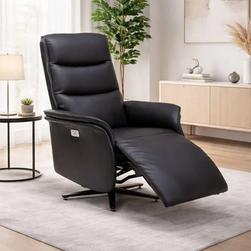 Poltrona G94 Reclinável com Massagem Couro Sintético Confortável Preto Gran Belo