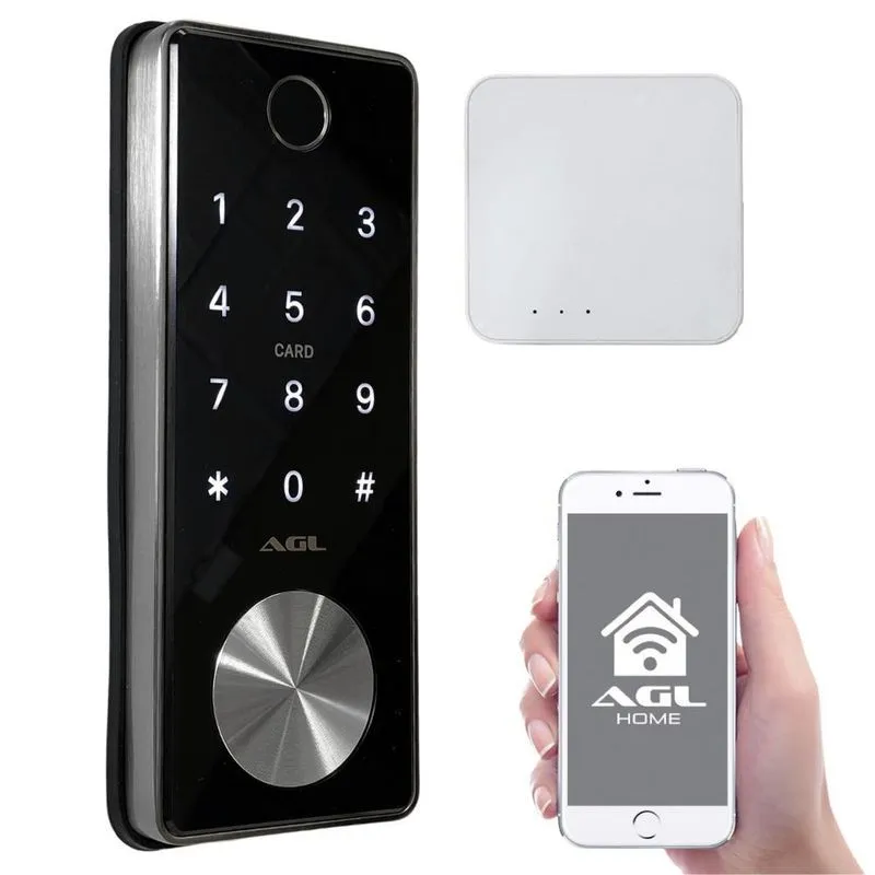 Fechadura Digital Agl T12 Preta Com Hub Wifi Acesso Remoto