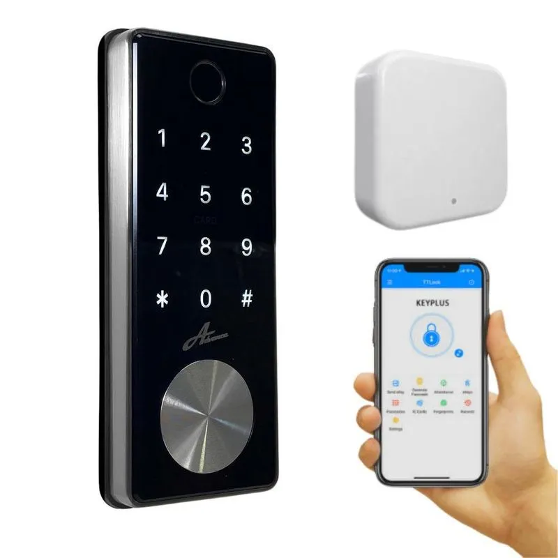 Fechadura Digital Milre 8600 Preta Maçaneta Com Gateway Wifi