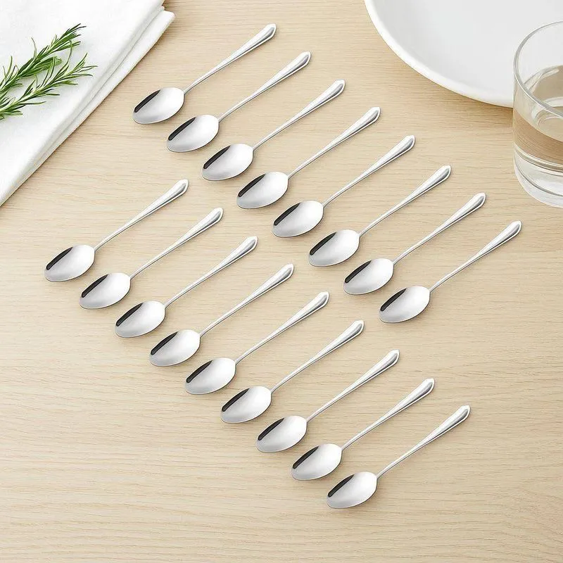 Kit 12 Colher De Chá Beta Em Aço Inox Polido Para Uso Diário E Ocasiões Especiais