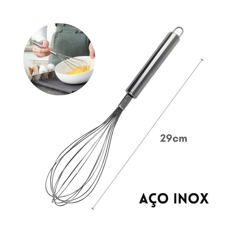 Batedor de Clara Aço Inox 29cm