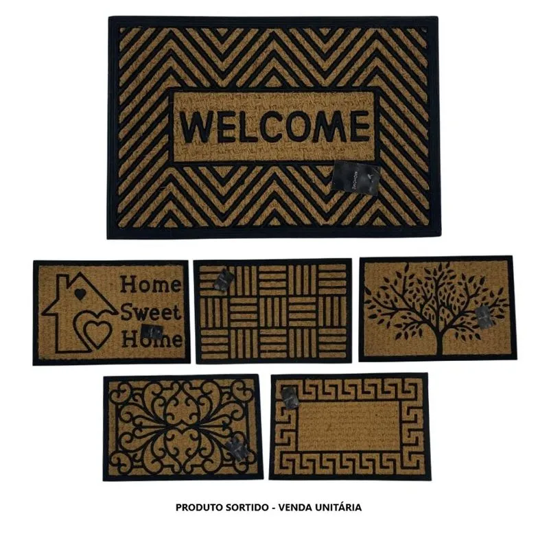 Tapete Capacho Fibra De Coco Borracha 40x60cm Sortido - Rio Home