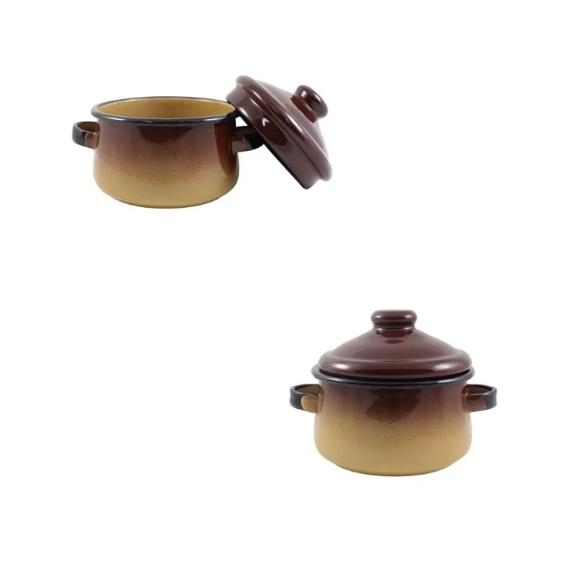 Duas mini caçarola agata - 500 ml - bege marrom - indução