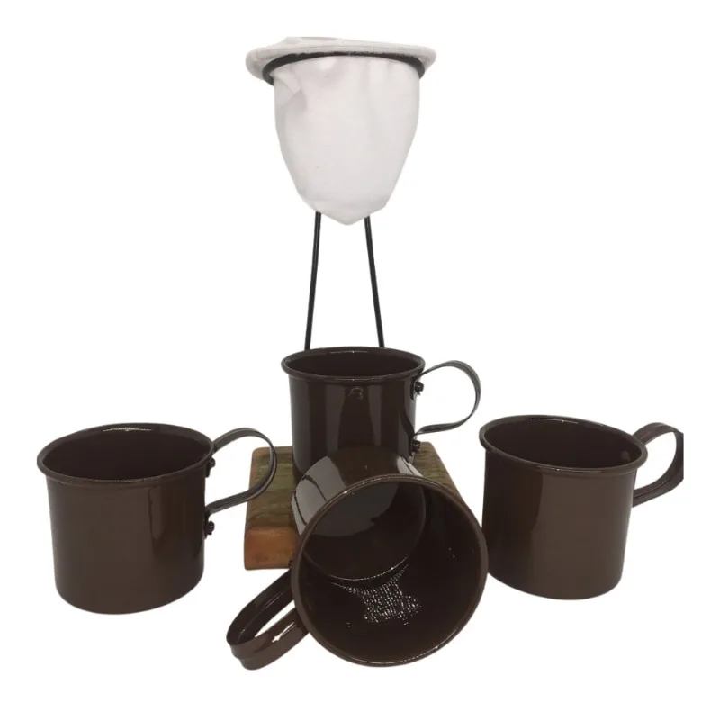Kit de Café Egoista - Individual - 4 canecas Marrom - Demolição - feito a mão