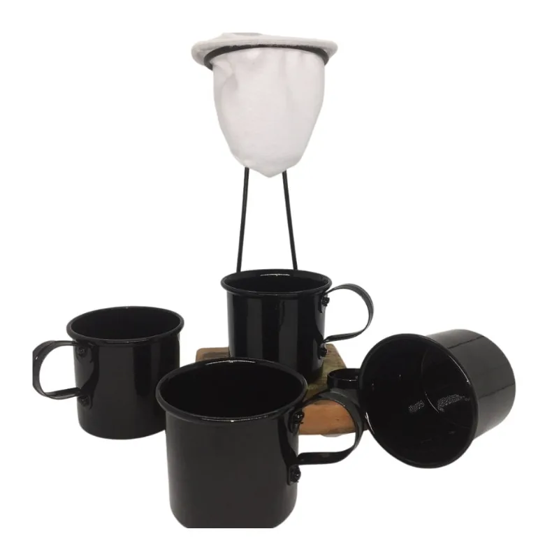 Kit de Café Egoista - Individual - 4 canecas Preta - Demolição - feito a mão