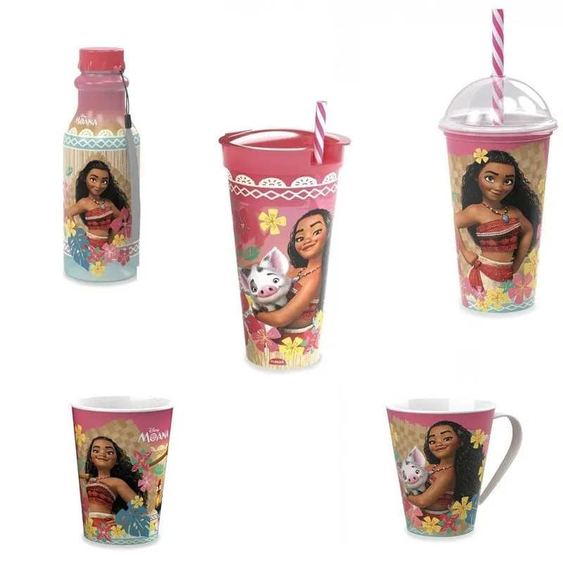 Conjunto Copo, Caneca, Garrafa, Shake E Copo 2x1 - Moana