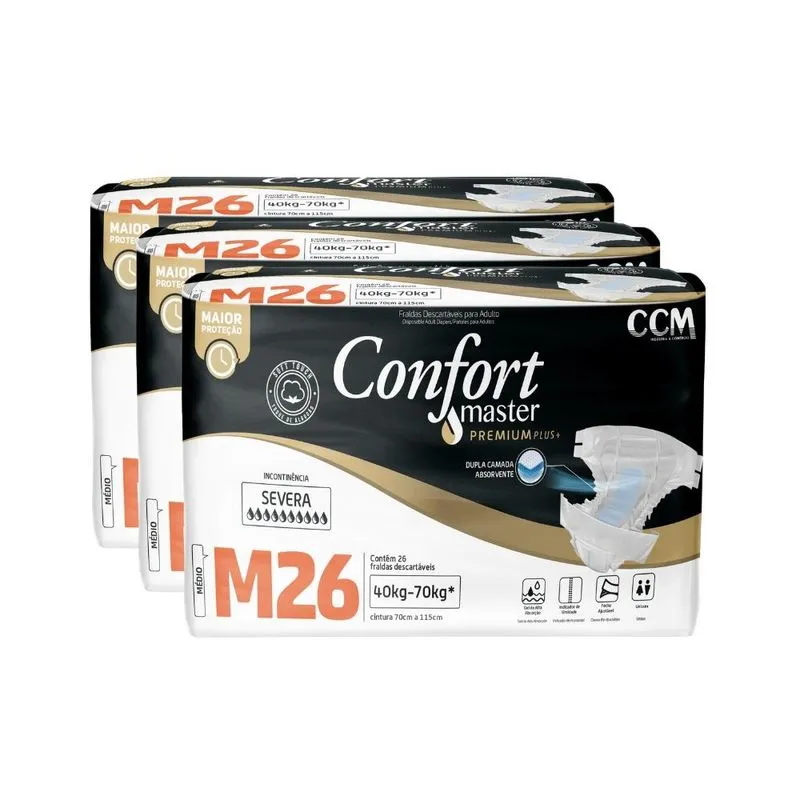 Fralda Geriátrica - Confort Premium - Econômico - Incontinência - M - 3 Un