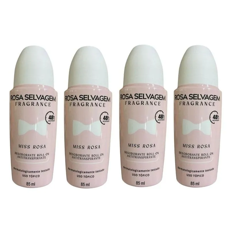 Kit 4 Desodorante Roll-On Miss - Rosa Selvagem - 85ml