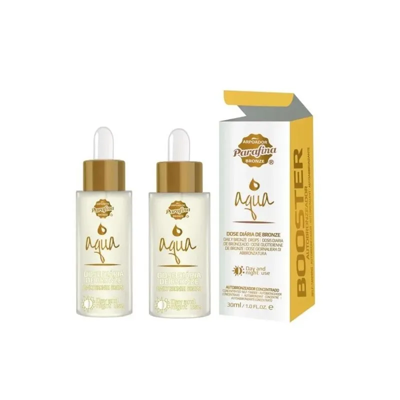 Kit 2 Autobronzeador em Gotas Aqua Booster Parafina Bronze 30ml - Bronzeado Natural Rosto e Corpo