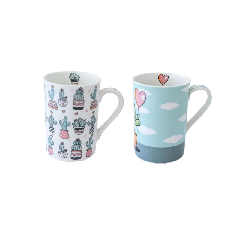 Canecas 2 (duas) de porcelana Cactos