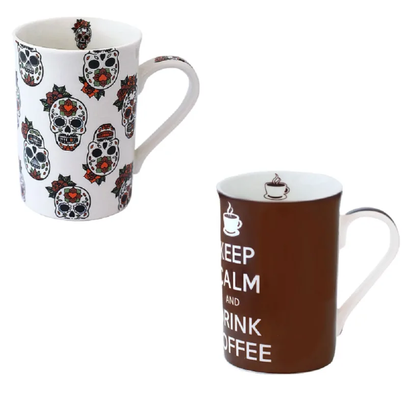 Canecas 2 (duas) de porcelana Keep Calm e caveira Skull