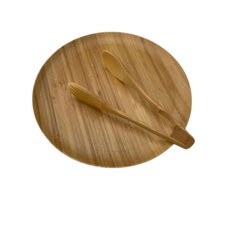 Prato de Bambu para servir 28 cm com Pegador