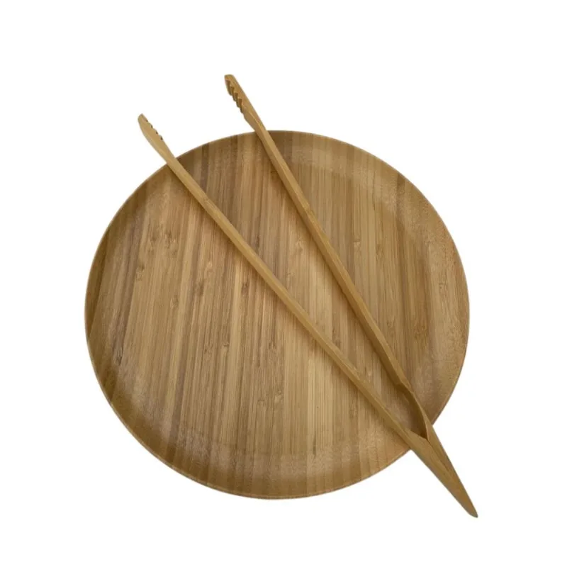 Prato de Bambu para servir 28 cm com pinça