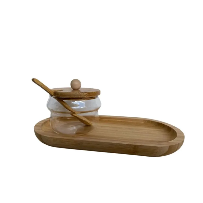 Bandeja de bambu 24 x 11 cm com acucareio