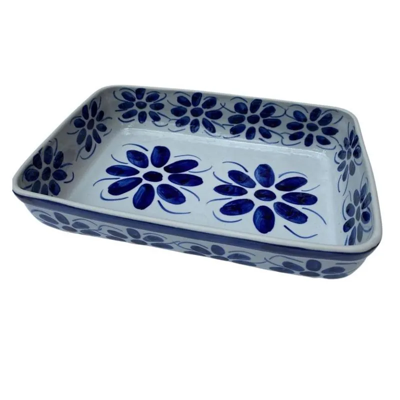 Travessa De Porcelana Pintada A Mao 33 X 22 X 6 Cm