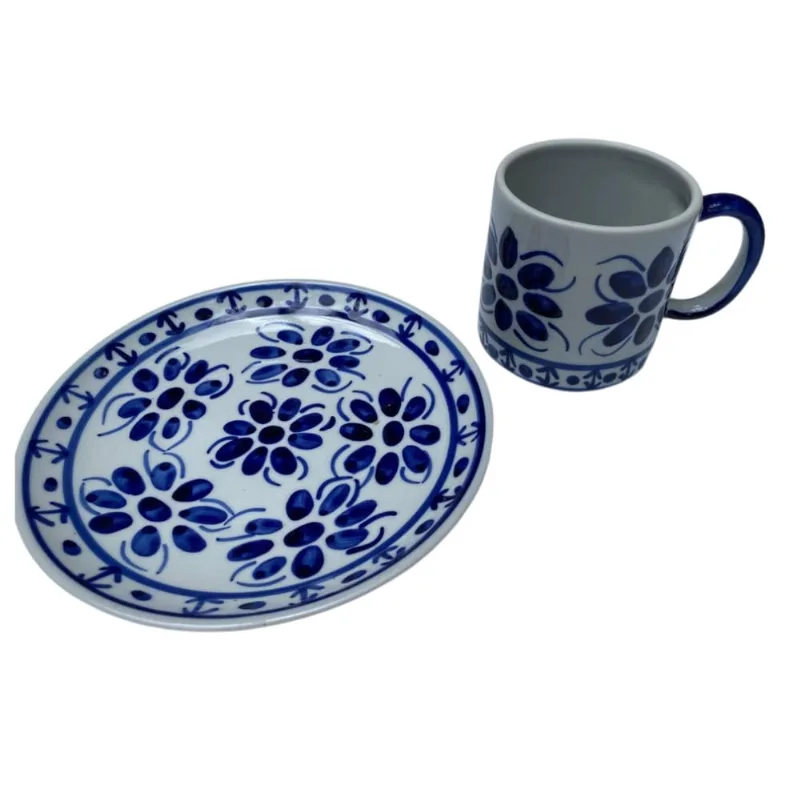 Caneca de Porcelana com Prato Pintado a mão 350 ml Colonial