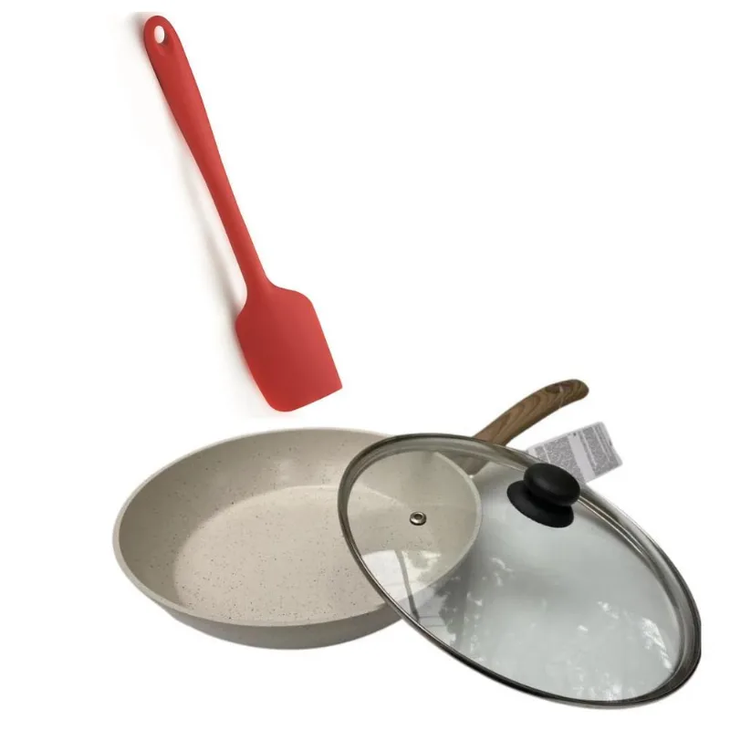 Frigideira indução ceramico 24 cm marmore - espatula e tampa