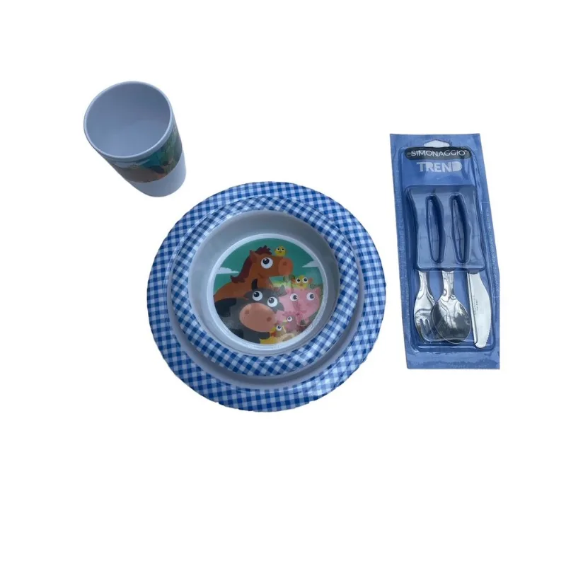 Conjunto Pratos Copo e Talheres FAZENDINHA - NT
