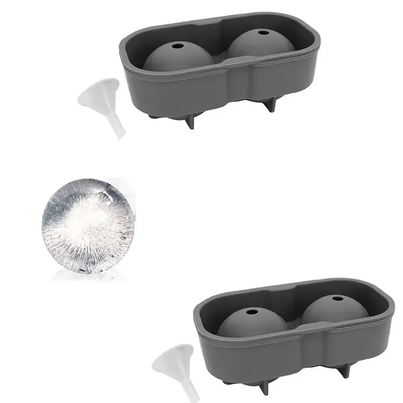 Duas Formas Para Gelo Redondo 5 Cm Silicone - 4 Gelos Bola