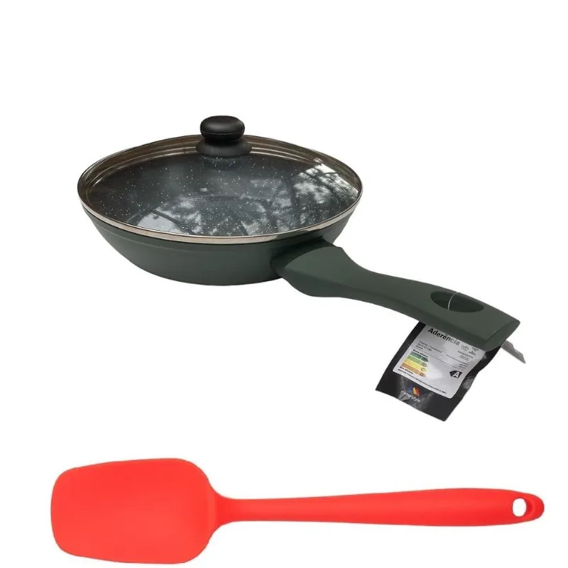Frigideira indução ceramico 20 cm jade com tampa e espatula