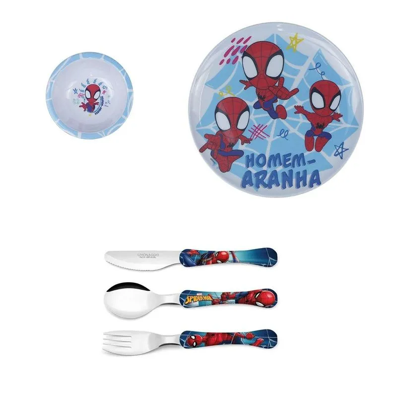 Homem Aranha Prato Raso, Bowl Ou Vasilha E Talheres