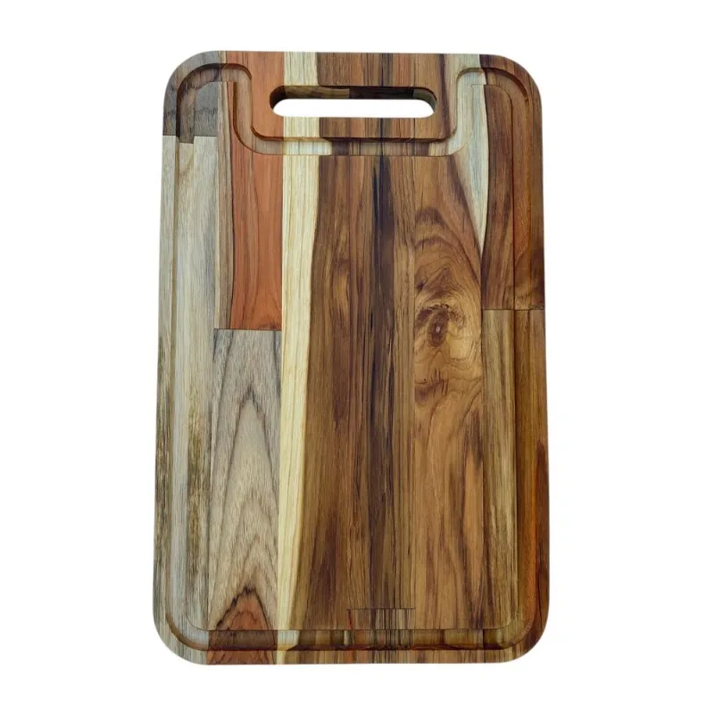 Tabua Churrasco 42x28x1,8cm Madeira Teca com canaleta