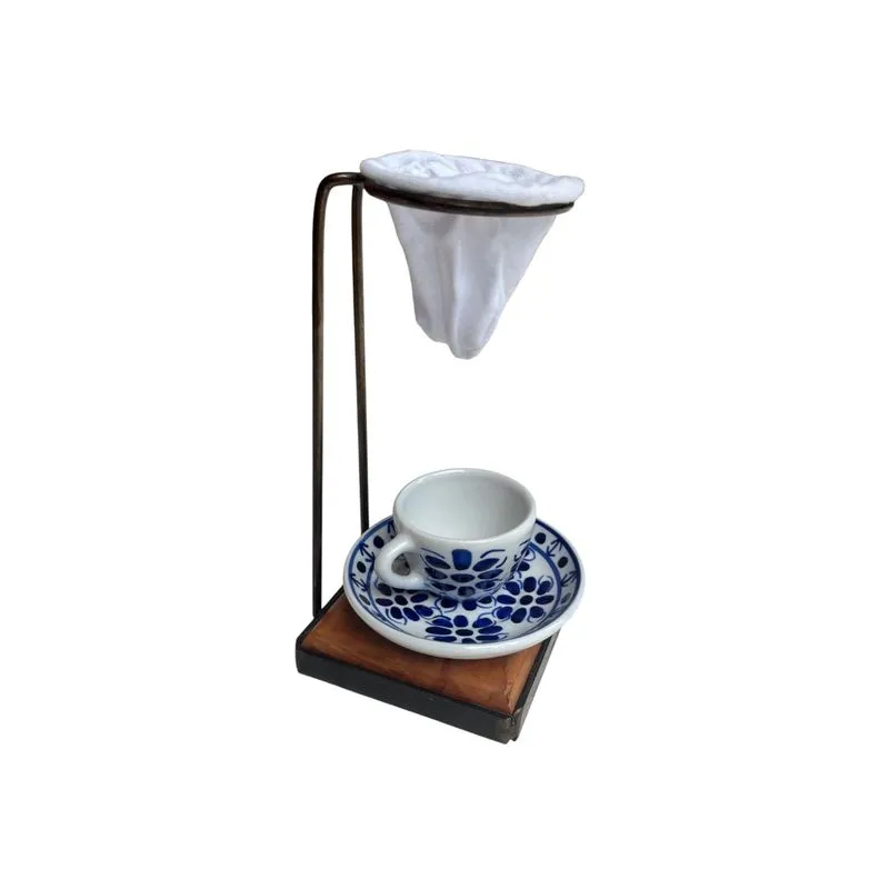 Café Individual Xicara E Pires 80 Ml Pintado À Mão Porcelana