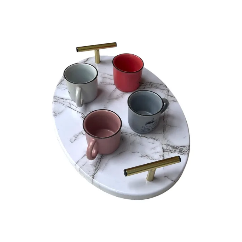 Bandeja Carrara Oval 35cm x 24cm com 4 canequinhas wolff Bandeja Carrara Oval 35cm x 24cm com 4 canquinhas wolff