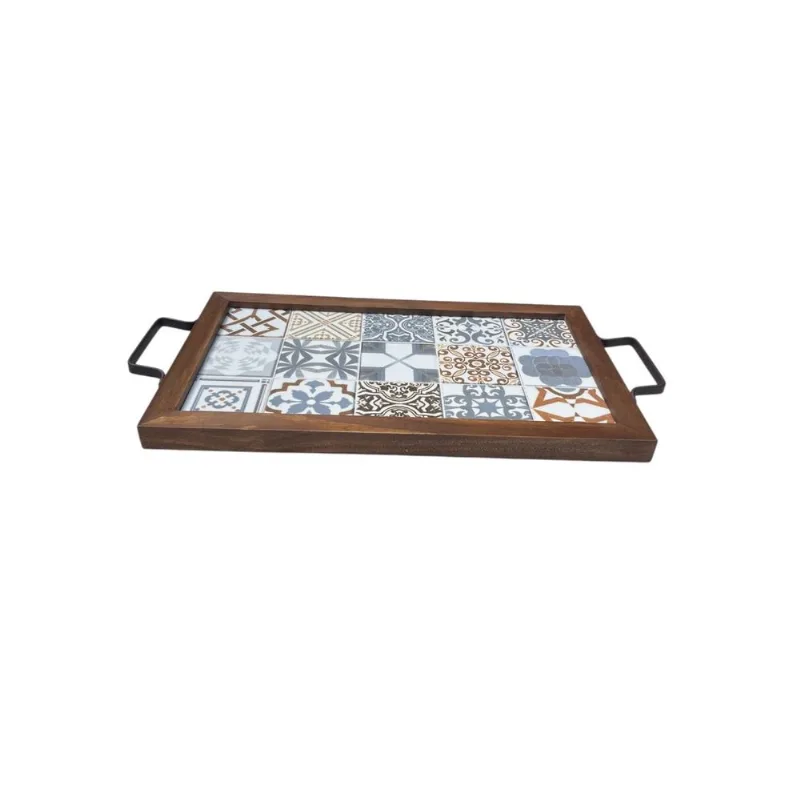 Bandeja Rustica da Fazenda 37,5 x 22,5 Ferra Madeira Azulejo