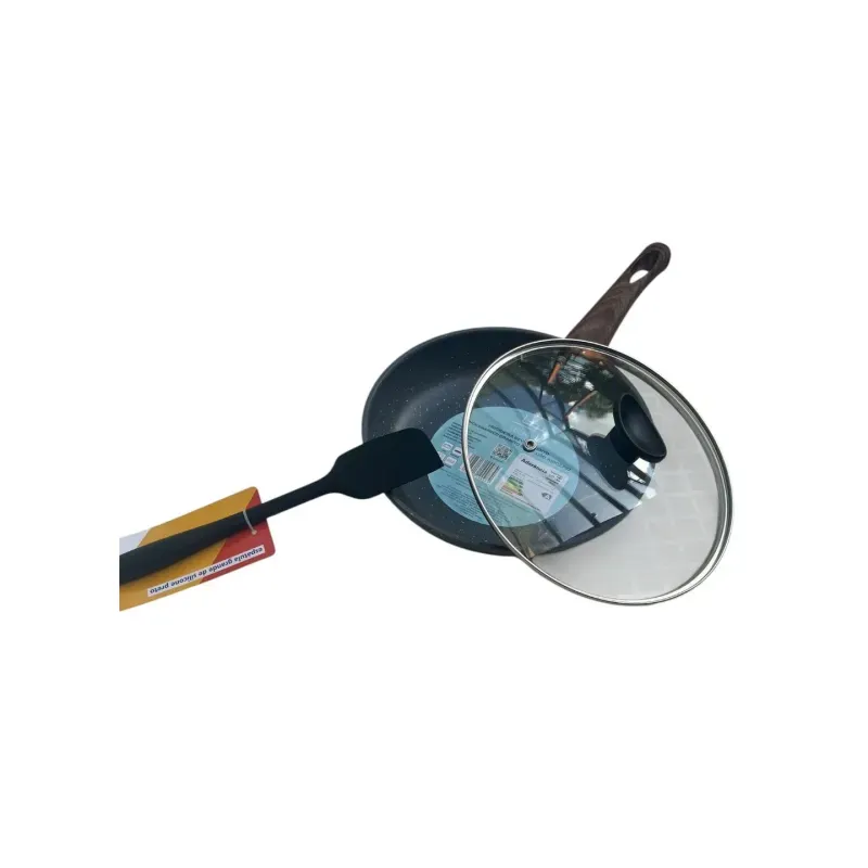 Frigideira 24cm Nanoceromico TAMPA Cor GRANITO espatula dura