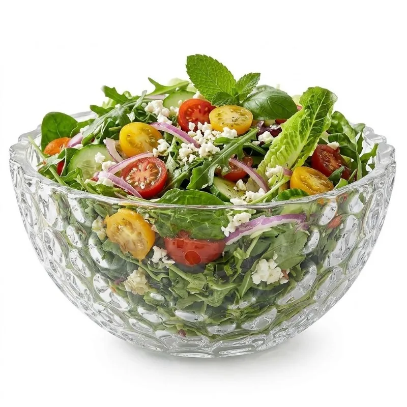 Servir Premium: Saladeira de Vidro Bolhas com Pegador Inox