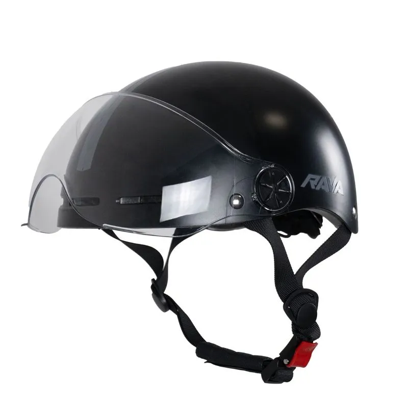 Capacete bicicleta elétrica E-bike coquinho Rava c/ viseira G / Preto