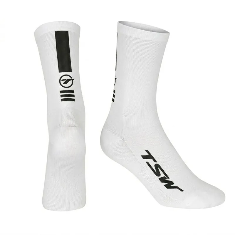 Meia ciclismo corrida esportiva cano médio TSW Ride Mod 3 Único / Branco