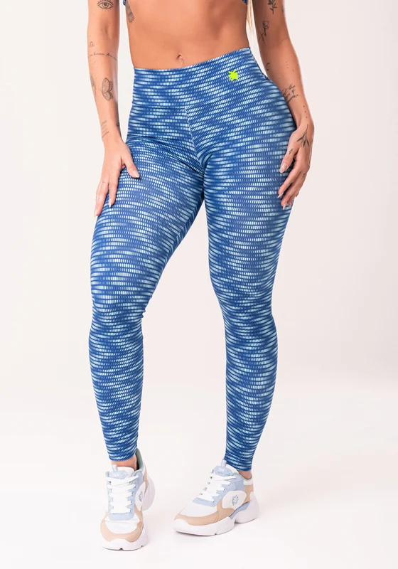 Legging Fitness Feminina Azul Estampada Zig Zag Waves Euphoria Dlk AZUL / M
