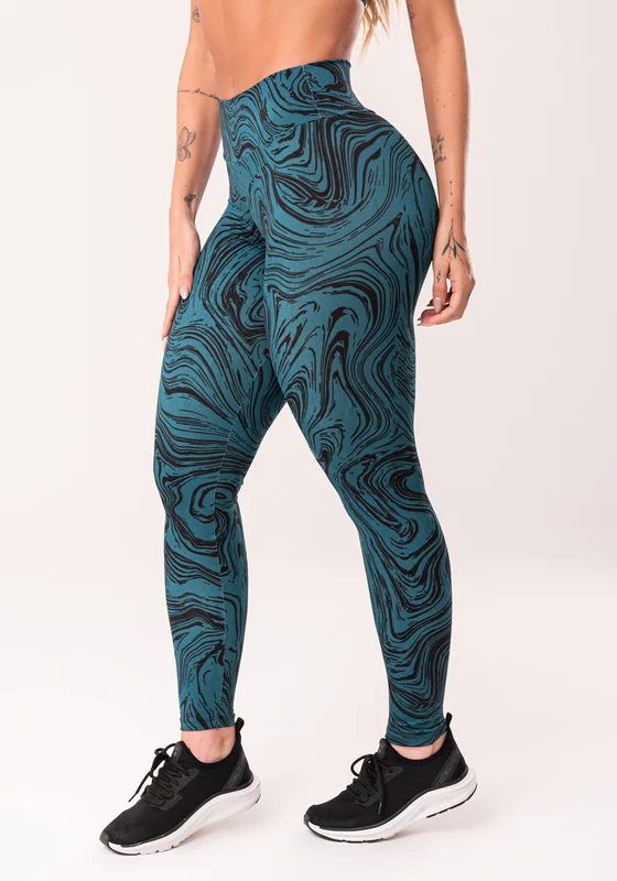 Legging Fitness Feminina Petróleo Estampada Abstract Duo Euphoria Dlk VERDE PETRÓLEO / P