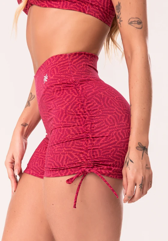 Short Fitness Feminino Pink Com Franzido Estampado Zig Zag Euphoria Dlk ROSA / G