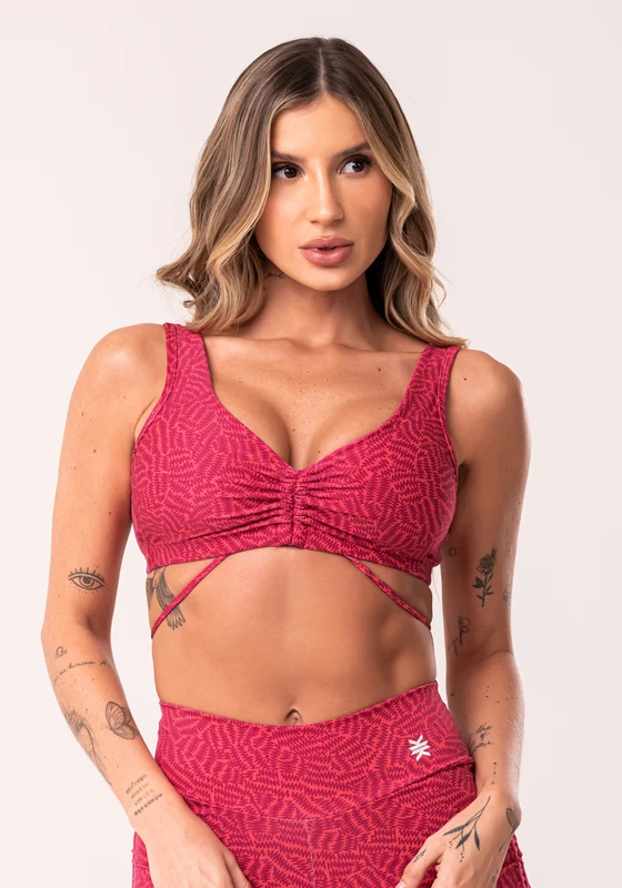 Top Fitness Feminino Pink Com Franzido Estampado Zig Zag Euphoria Dlk ROSA / M
