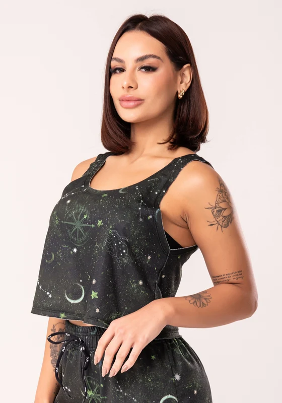 Cropped Feminino Moletinho Estampado Signo Touro Dlk VERDE / P