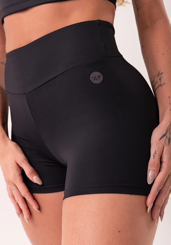 Short Fitness Feminino Preto Com Cós Largo Oasis Dlk PRETO / M
