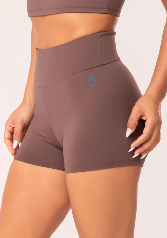 Short Fitness Feminino Marrom Com Cós Largo Oasis Dlk MARROM / G