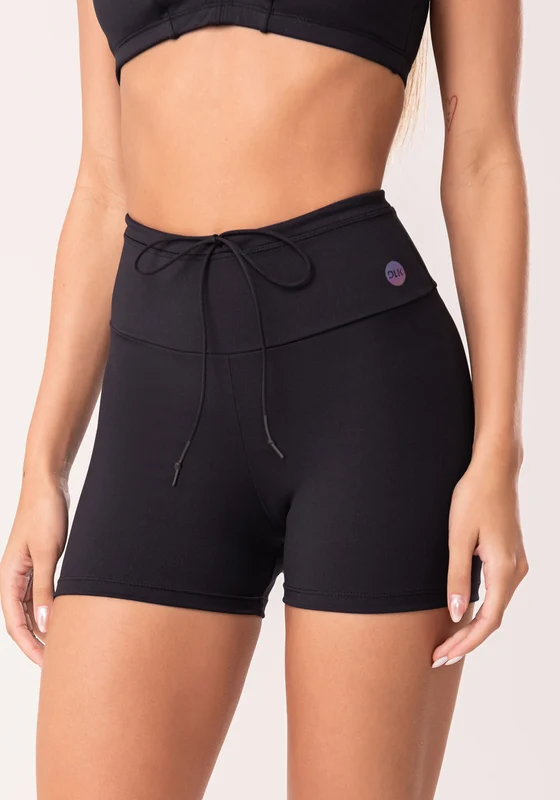 Short Fitness Feminino Preto Com Cadarço Oasis Dlk PRETO / G