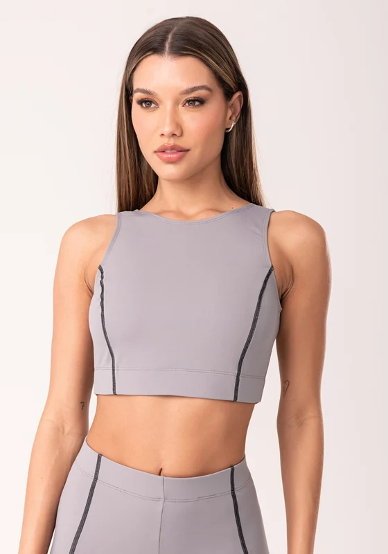 Top Fitness Feminino Cinza Com Pesponto Oasis Dlk CINZA / P