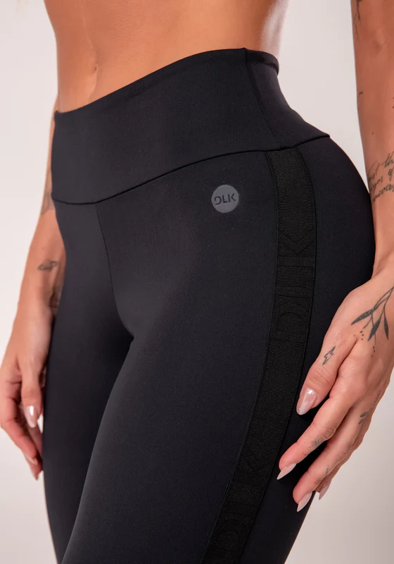Legging Fitness Feminina Preto Com Elástico Lateral Oasis Dlk PRETO / M