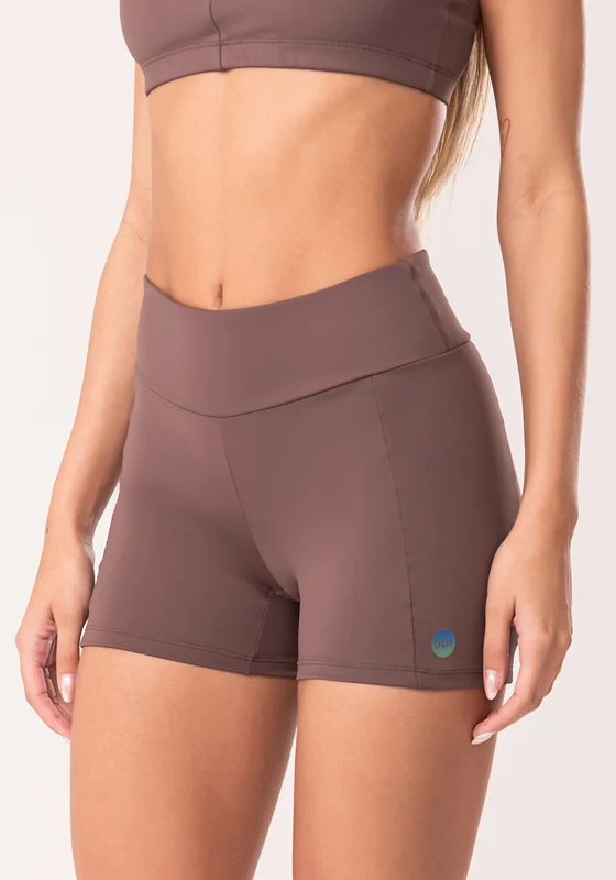 Short Fitness Feminino Marrom Com Recortes Oasis Dlk MARROM / P