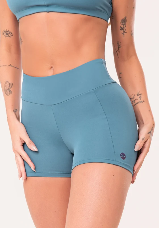 Short Fitness Feminino Azul Com Recortes Oasis Dlk AZUL / M