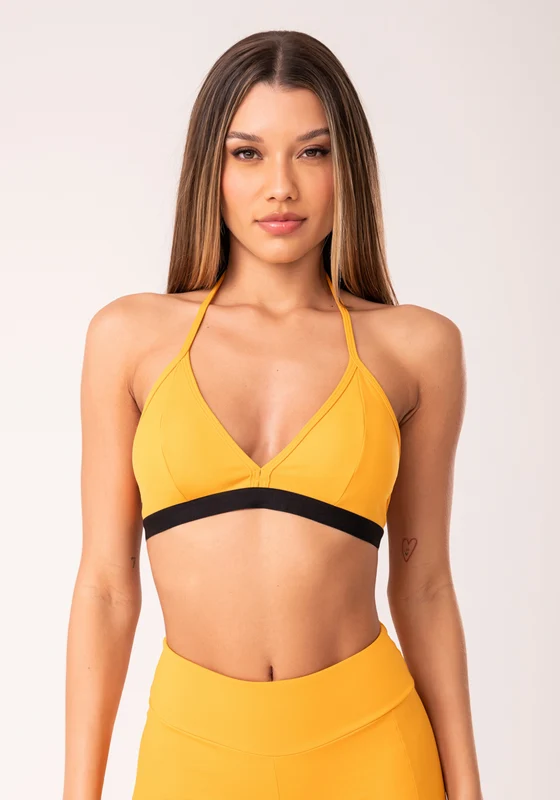 Top Fitness Feminino Amarelo Com Bojo E Alças Finas Oasis Dlk AMARELO / G