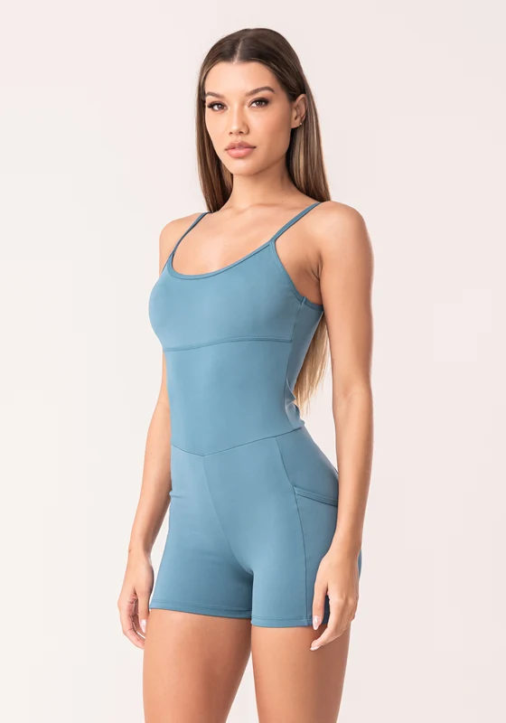 Macaquinho Fitness Feminino Azul Com Bolsos Oasis Dlk AZUL / GG