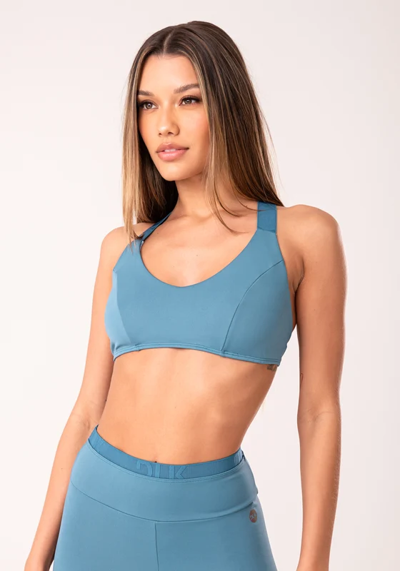 Top Fitness Feminino Azul Com Elástico Cruzado Oasis Dlk AZUL / GG