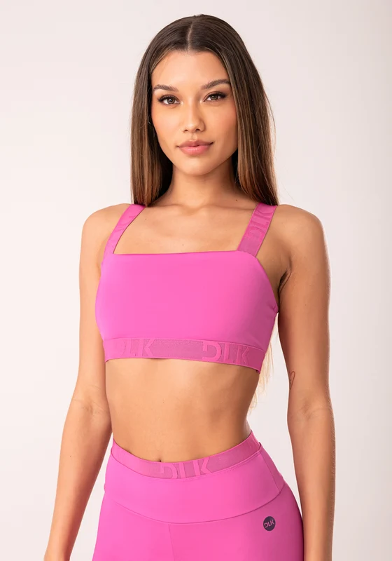 Top Fitness Feminino Rosa Fúcsia Com Decote Reto E Elástico Oasis Dlk ROSA / G
