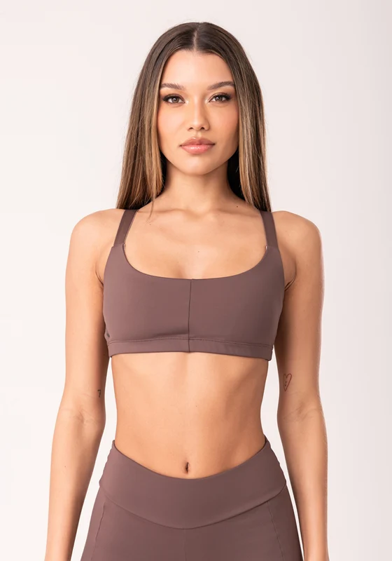 Top Fitness Feminino Marrom Com Alças De Elástico Oasis Dlk MARROM / P